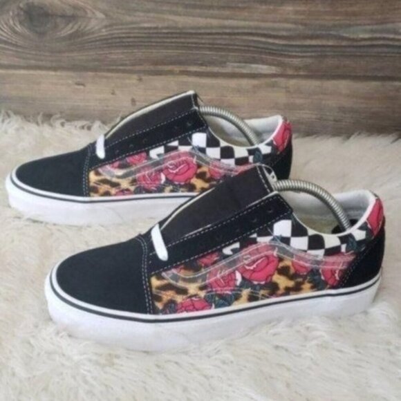 New Vans Old Skool Sneakers Checkerboard‎ Animal Print Floral Boho Casual Street - Picture 3 of 8